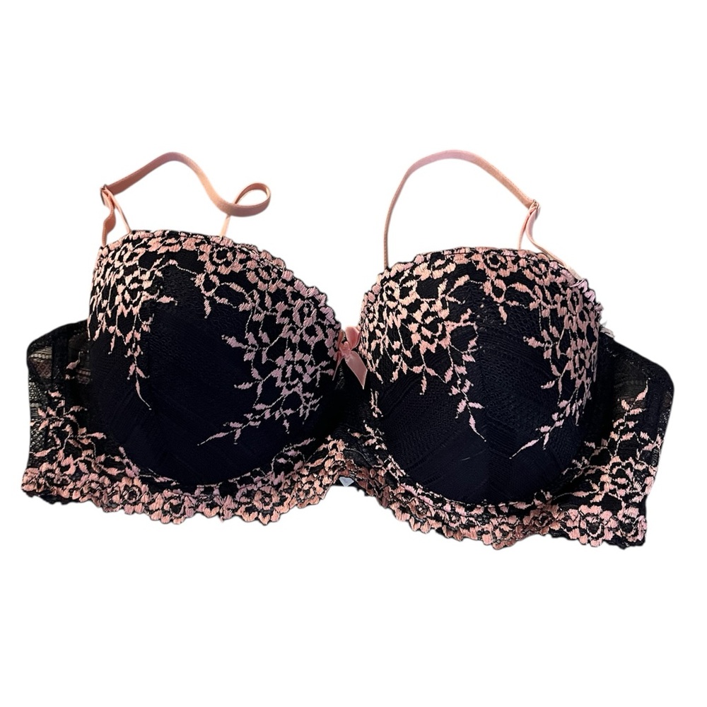 Lace Underwire Bra Black and Pink
